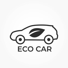eco car line icon. zero emission vehicle and eco transport symbol