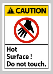 Caution Sign Hot Surface Do Not Touch On White Background