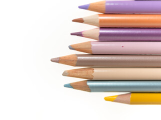 colour pencils (pencil crayons) isolated on white background