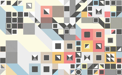 Colorful simple shapes, gray background, vector