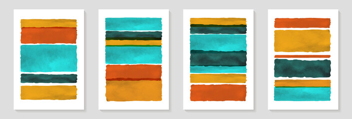 Creative minimalist hand painted Abstract art background with brush stroke watercolor stain line. Design for wall decoration, postcard, poster or brochure