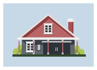 Old shop house building. Simple flat illustration.