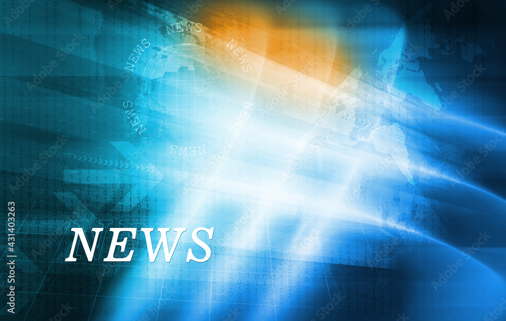 Poster 3d rendering of graphical digital news background with arrows and news text