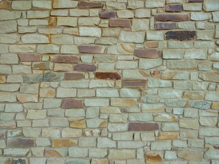 sand stone granite fortress castle garden wall wide angle view with deep shadows