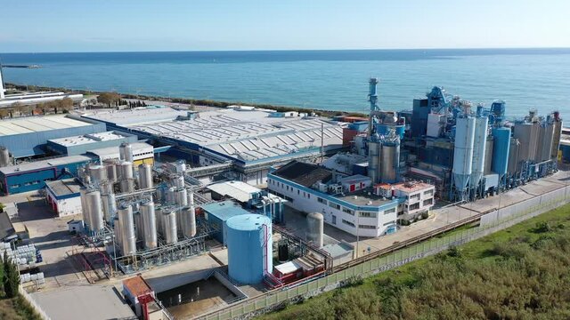 Top view of the chemical plant and the surrounding area