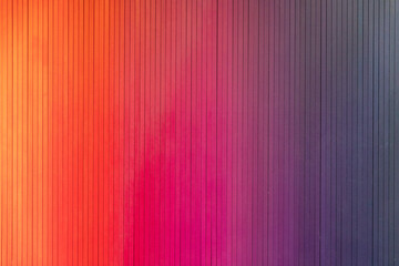 Pink, Red, Orange, Purple Gradient Wall Made of Parallel Wood Slats