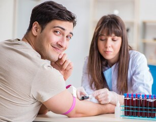 Patient during blood test sampling procedure taken for analysis