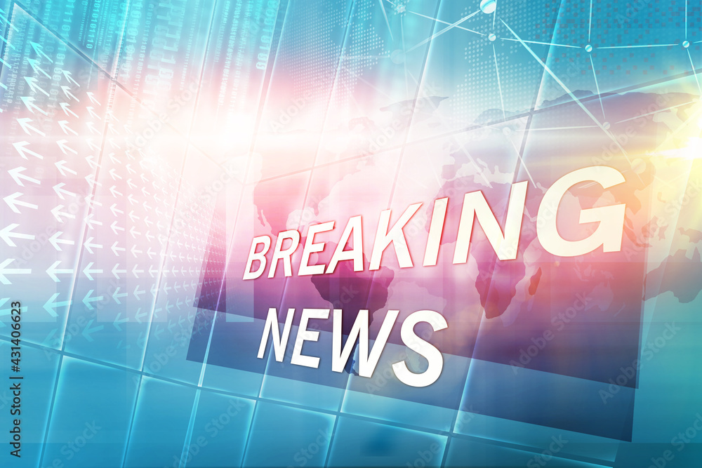 Poster 3d rendering of graphical breaking news background