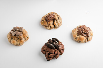 Homemade gourmet cookies on a white background