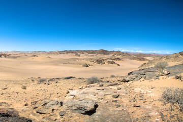 Fototapeta na wymiar The white sand desert in the Skeleton Coast
