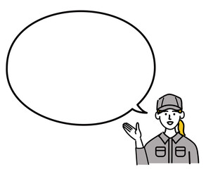 作業服　女性　若い　提案　空欄　空白　ポップ　手描き
