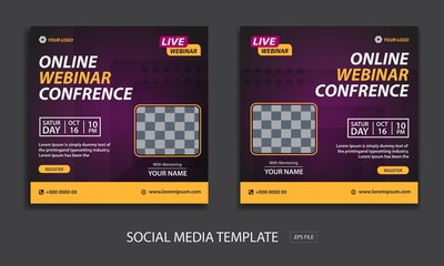 Set webinar social media post template, white color red