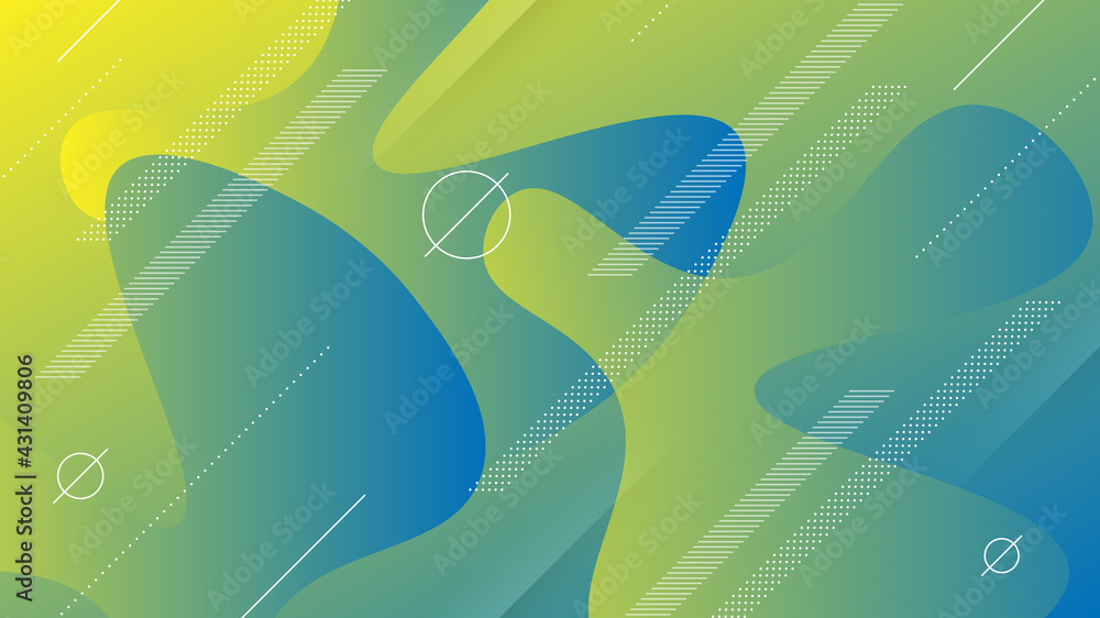 Poster abstract modern background with vibrant blue yellow color gradient and memphis element