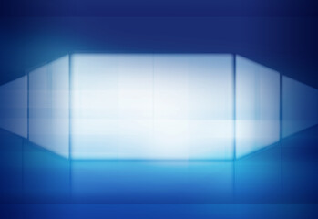 3D rendering of multiple White glowing screen on blue background, futuristic technology background