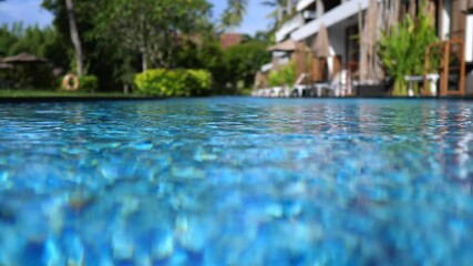 View from the swimming pool. Tropical villas concept