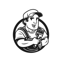 Painter with a brush vintage logo