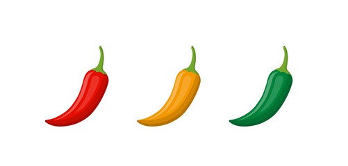 Three color peppers, comic cartoon vector