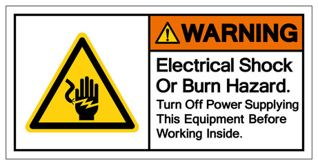 Warning Electric Shock Or Burn Hazard Symbol Sign, Vector Illustration, Isolated On White Background Label .EPS10