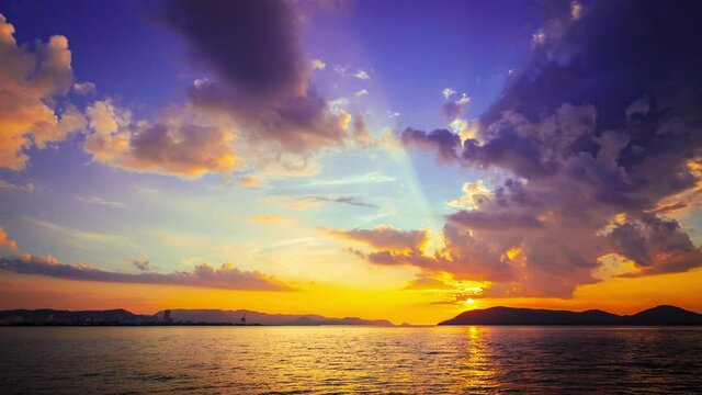 【4K】南国の夏の夕方の海の様子　タイムラプス	