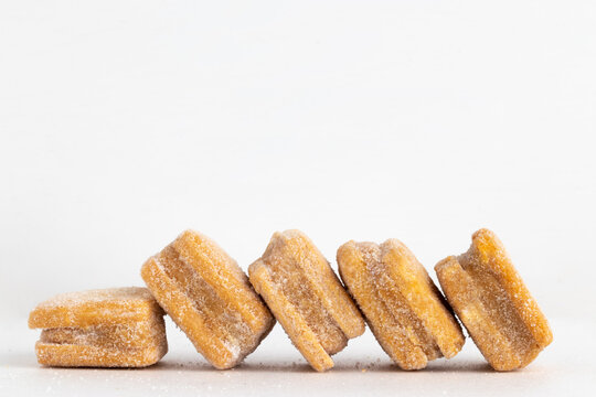 Petit Four (casadinho) With Dulce De Leche On White Background.