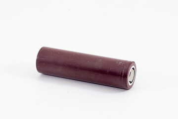 a 18650 LI-ion brown battery isolated on white background
