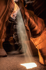 A beautiful beam of light in the famous slot canyons in Arizona