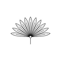 Dried Palm Leaf Icon in Trendy Minimal Liner Style. Vector Tropical Leaf Boho Emblem. Floral Illustration