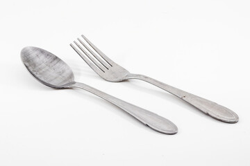 spoon and fork isolated on white background