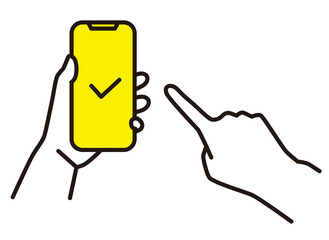 シンプル　イラスト　スマホで予約をする人