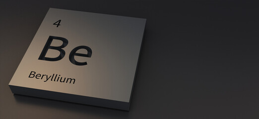 Beryllium-elements on periodic table 3d illustration.