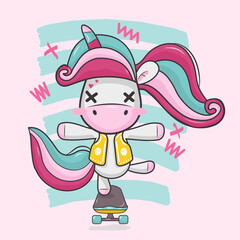 Cute little unicorn isolated on white background.