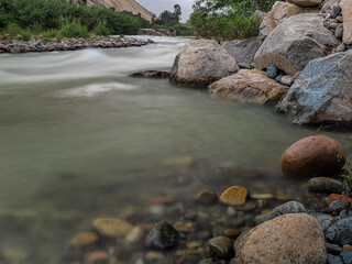 Long exposure photography of the Lurin River in Lima, Peru.