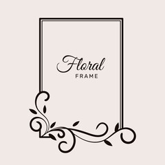 Simple black floral frame. -  Vector.