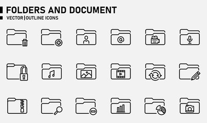 Folders and document icons for website, application, printing, document, poster design, etc.