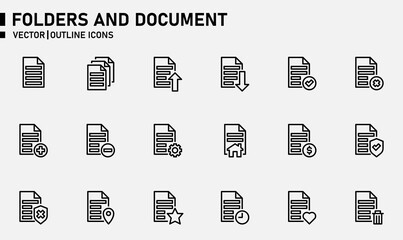 Folders and document icons for website, application, printing, document, poster design, etc.