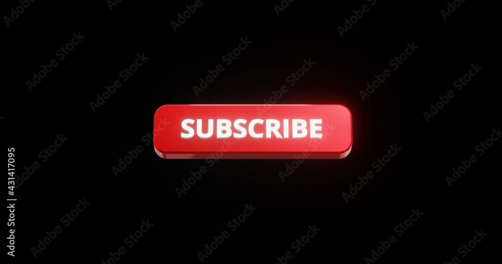 Poster subscribe button or subscription online membership on black background with notification channel. 3d