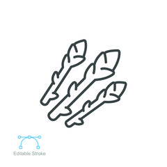 Asparagus icon. Nature vegetable food. sparrow grass Vegan. Dietary edible plant. asparagus sprout bundle vegetarian editable stroke outline style vector illustration design on white background EPS 10
