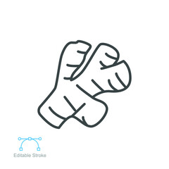 ginger icon. nature vegetable. turmeric spice Fresh ginger root rhizome seasoning herb for Detox food apps website editable stroke. outline style vector illustration design on white background. EPS 10