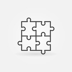 Four Piece Jigsaw Puzzle vector thin line concept icon