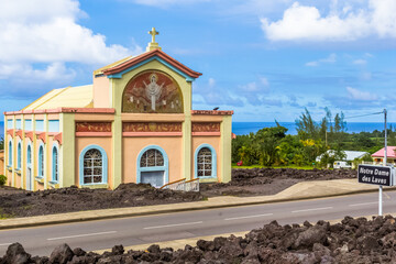 Eglise Notre-Dame des laves, Piton Sainte-Rose, île de la Réunion 