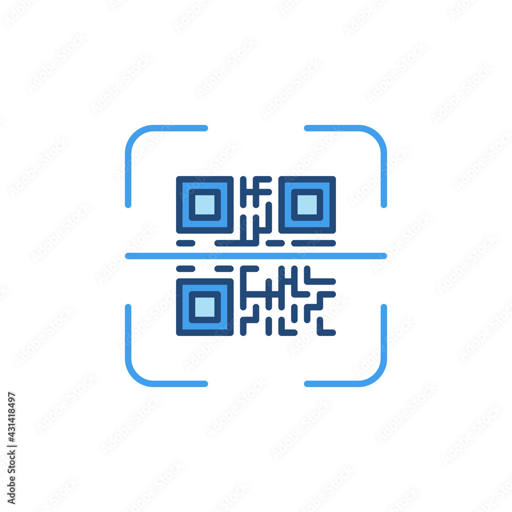 Poster qr code scan vector concept colored icon