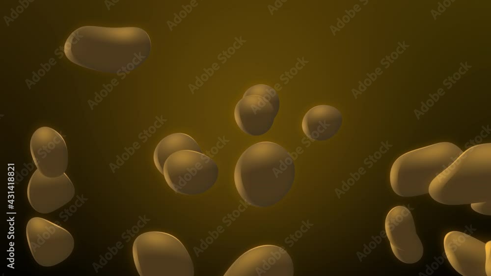 Aufkleber rotating yellow liquid droplet cloud animation loop in zero gravity