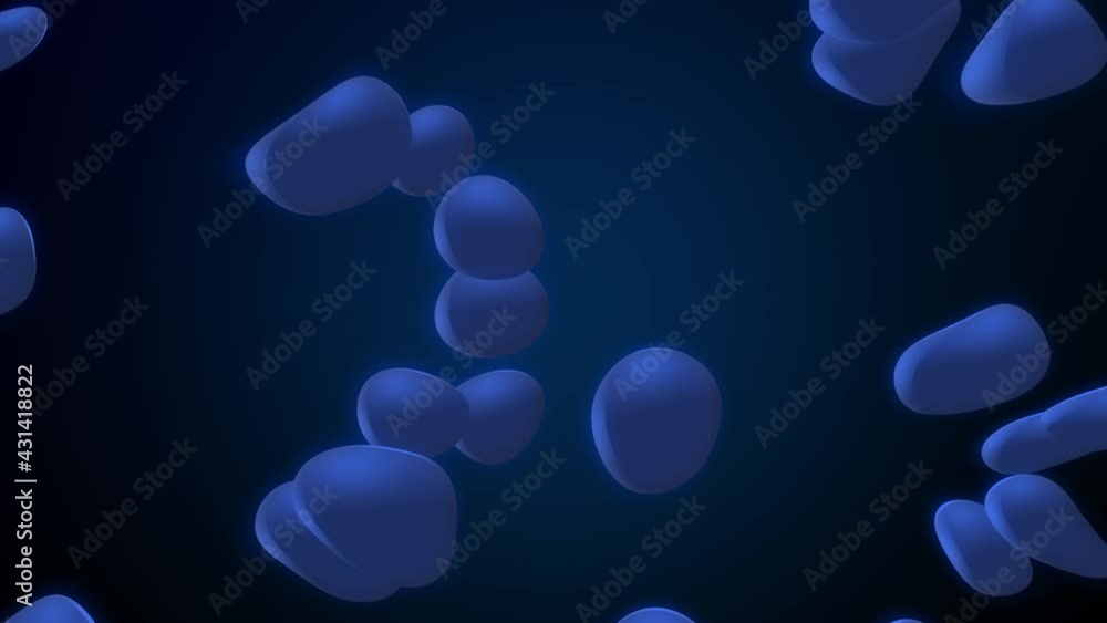 Aufkleber animation loop of a blue liquid droplet cloud rotating in zero gravity