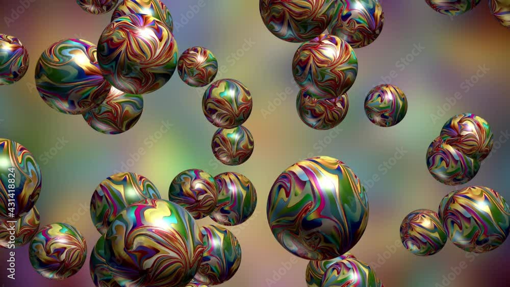 Poster colorful vivid animation loop of rotating ball cloud around the center