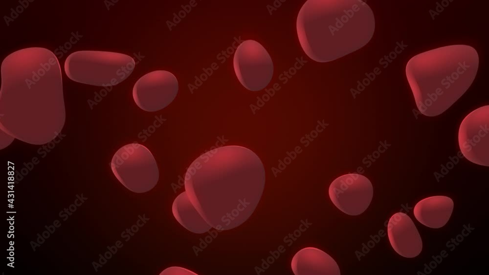 Aufkleber looping rotating animation of a red liquid droplet cloud in zero gravity