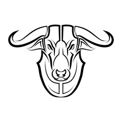 Line Vector Illustration front view of Bull. It is signs of the taurus zodiac.