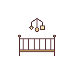 Cot vector concept colored icon. Infant Bed sign