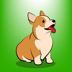 Cute Cartoon Vector Illustration of a corgi dog It is sitting