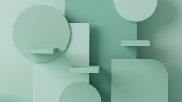 Abstract stairs or podium concept on pastel color wall background. Trendy 3d render for social media banners, promotion, cosmetic product show.
