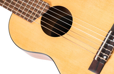 wooden guitar six-string closeup